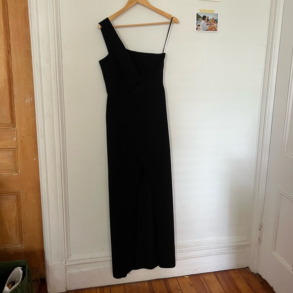 BCBGMaxazria Kauri One Shoulder Cutout Dress Black (size US 06) - Picture 3 of 7